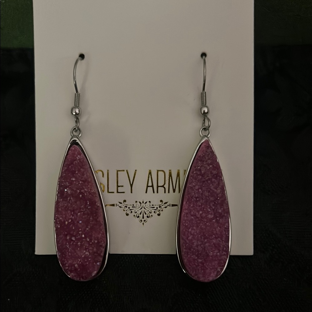 Kinsley Armelle Pink Sparkle Teardrop Earrings